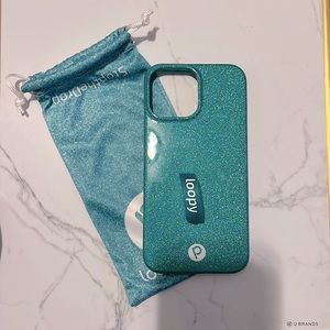 Loopy iPhone 13 pro max case in sparkle teal